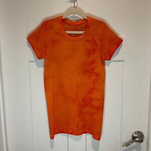 Lululemon Swiftly Tech Short Sleeve Shirt Marble Dye Solar Orange RARE - size 4